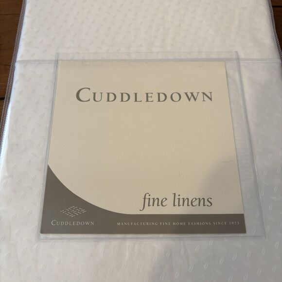 CUDDLEDOWN 400 Thread Count Flat Sheet, Twin, White Riso Jacquard Combed Cotton - Picture 3 of 6